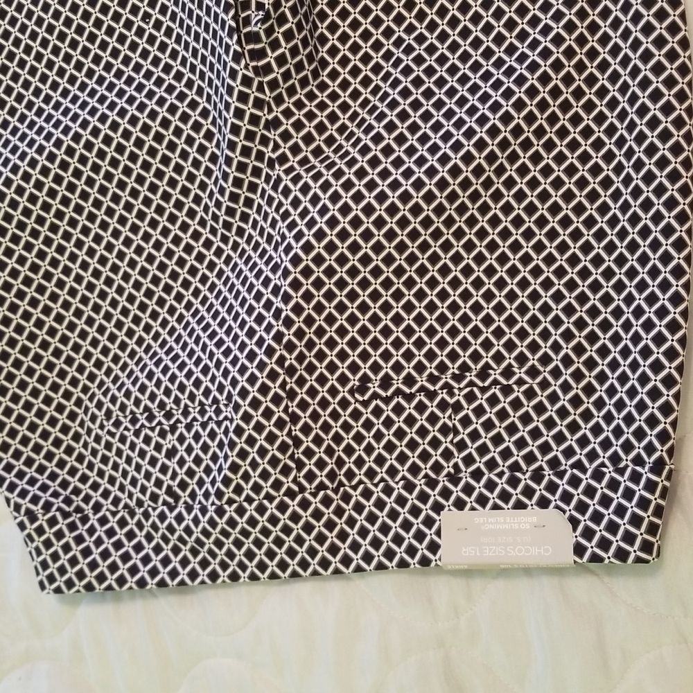 NWT Chico's comfortable, slimming Ankle Pants black & white US 10R, Chico's 1.5R - Picture 17 of 17